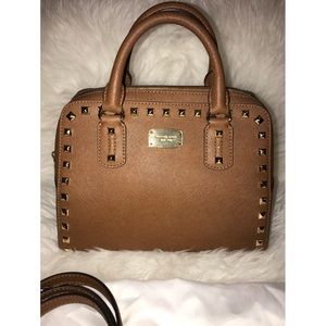 Michael Kors Leather Mini Stud Satchel Crossbody